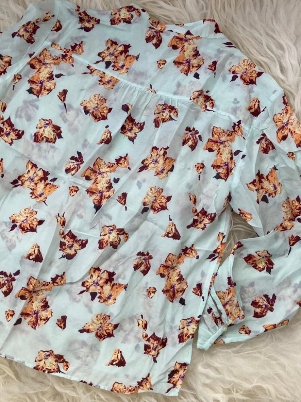 A.L.C. Shira Floral Print Mock Neck Blouse 1380 - Picture 9 of 13